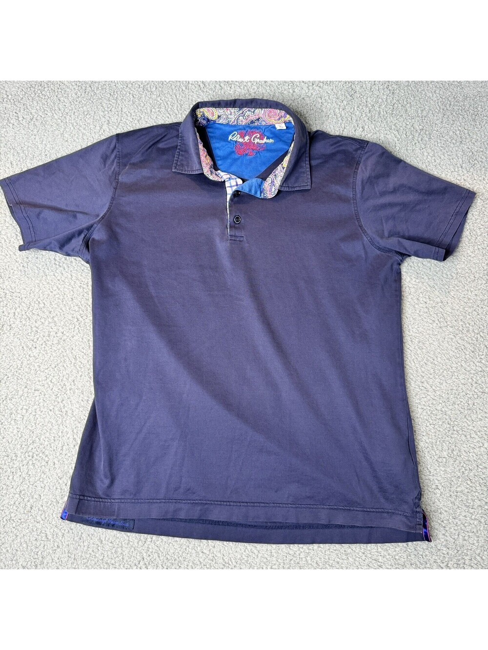 Robert Graham Polo Shirt Blue Men's Size LARGE Classic Fit